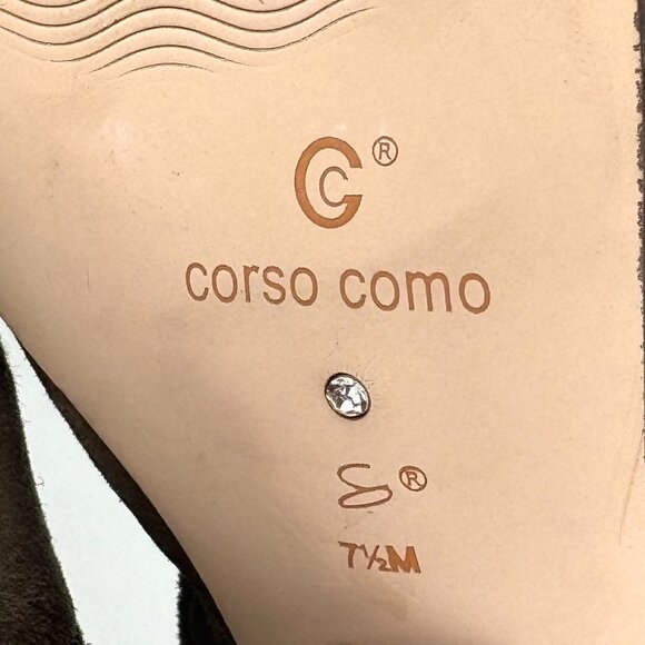 Corso Como Taupe Stacked Heel Open Toe Leather/Suede Booties Size 8M Like New - Picture 15 of 15